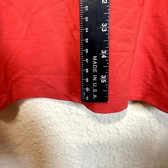 Garnet Hill Jersey Midi Dress Cotton Stretch Orange Red Size Medium 3/4 Sleeve - Picture 3 of 6